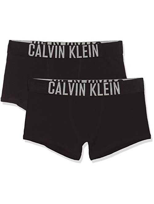Calvin Klein 2-Pack Bold Logo Boys Boxer Trunks, Black/Silver