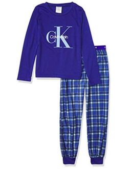 Boys' Long Sleeve Tee & Plaid Jogger Pajama Set