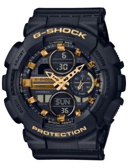 G-Shock Women's Black and Gold-Tone Analog Digital Resin Strap Watch 45.9mm