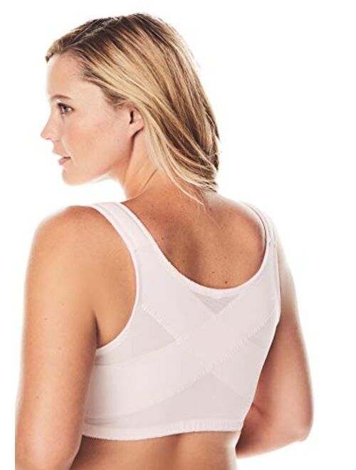 Comfort Choice Women's Plus Size Front-Close Cotton Wireless Posture Corrector Bra