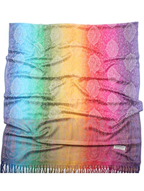 Women's Silky Soft Paisley Pattern Pashmina Scarf Shawls and Wraps Lightweight Scarves