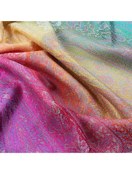 Women's Silky Soft Paisley Pattern Pashmina Scarf Shawls and Wraps Lightweight Scarves