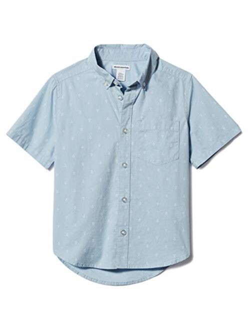 Amazon Essentials Boys' Short-Sleeve Woven Poplin Chambray Button-Down Shirts