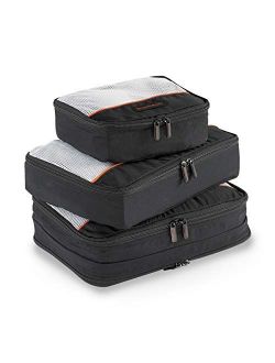 3 Pack Zippered Packing Cubes/Luggage Organizers for Travel, Black, Large