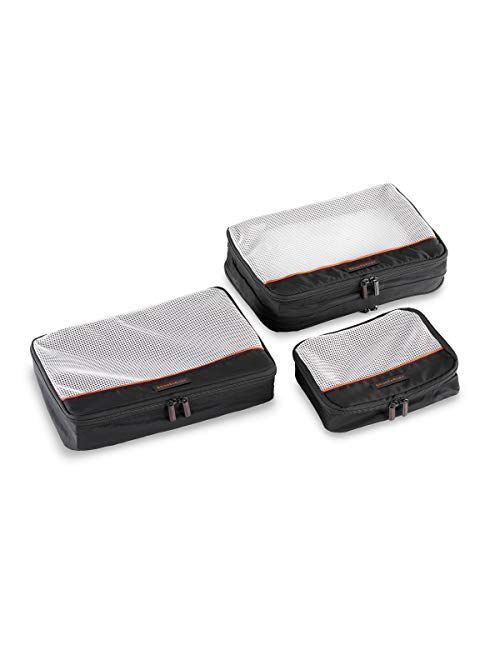 Briggs & Riley 3 Pack Zippered Packing Cubes/Luggage Organizers for Travel, Black, Large