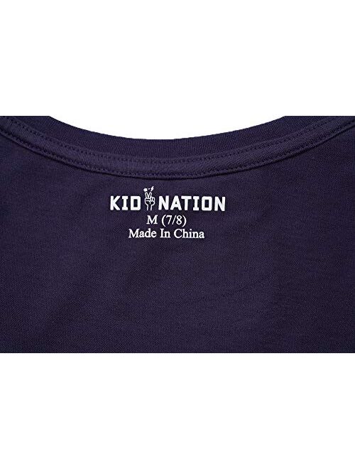 Kid Nation Kids Unisex 2 Packs 100% Cotton Tank Tops Sleeveless Crew Neck Shirts for Boys or Girls 4-12 Years