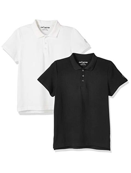 Kid Nation Unisex Kids Short Sleeve Performance Polo Shirt for Boys and Girls 4-12 Years