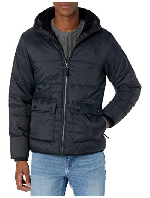 Amazon Essentials Men's Long-Sleeve Water-Resistant Sherpa-Lined Puffer Jacket