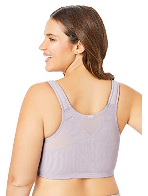 Comfort Choice Women's Plus Size Front-Close Embroidered Wireless Posture Corrector Bra
