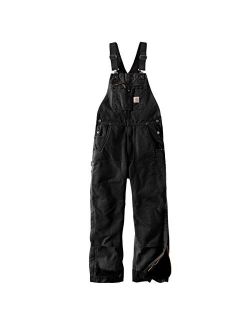 mens Loose Fit Washed Duck Insulated Bib Overall