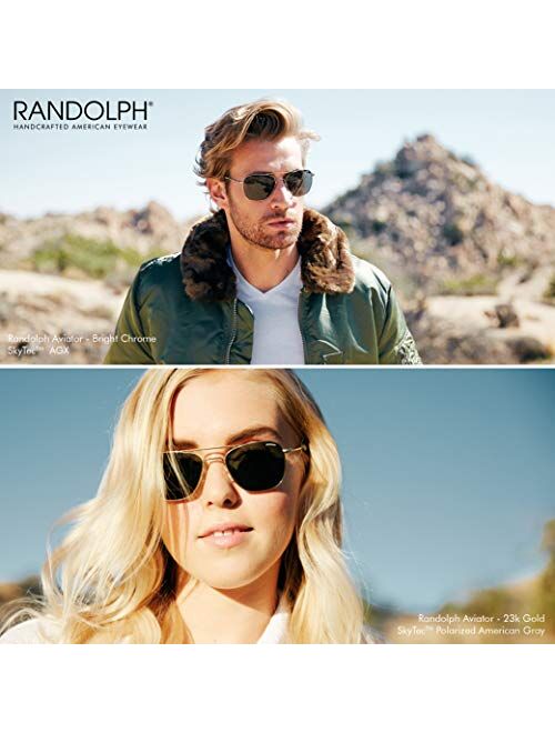 Randolph USA | Matte Chrome Classic Aviator Sunglasses for Men or Women 100% UV