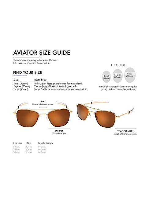 Randolph USA | 23k White Gold Classic Aviator Sunglasses for Men or Women 100% UV