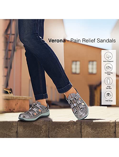 Orthofeet Proven Heel and Foot Pain Relief Shoes. Extended Widths. Best Orthopedic Bunions Arch Support Closed Toe Women's Sandals Verona