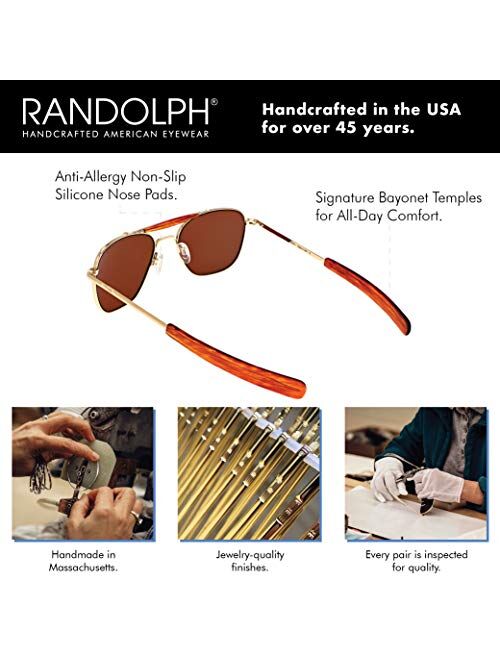 Randolph USA | Navigator Aviator II Authentic Sunglasses for Men Polarized 100% UV