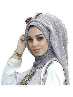 Adela Women Lightweight Scarf Muslim Turban Hijab Cap Long Scarf Wrap Shawl