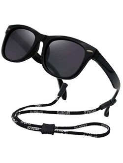 Kids Flexible Polarized Sunglasses for Boys Girls Age 3-10 with Straps