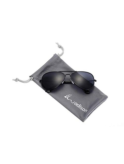 WODISON Classic Kids Aviator Sunglasses for Boys Girls Children sunglasses Reflective Metal Frame
