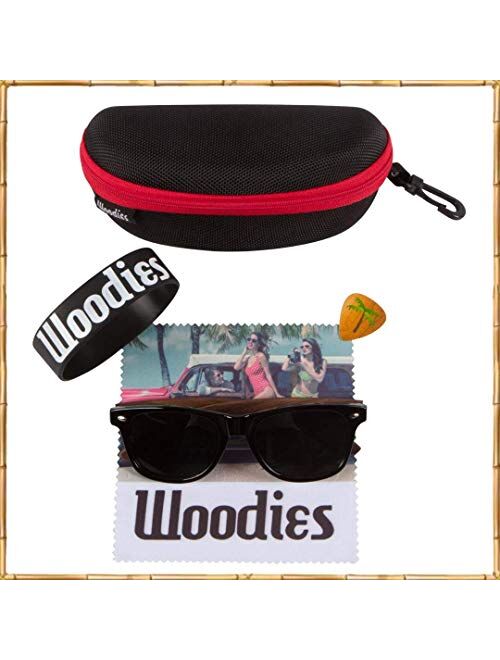 WOODIES Polarized Walnut Wood Sunglasses for Kids | Black Polarized Lenses and Real Wooden Frame | 100% UVA/UVB Ray Protection