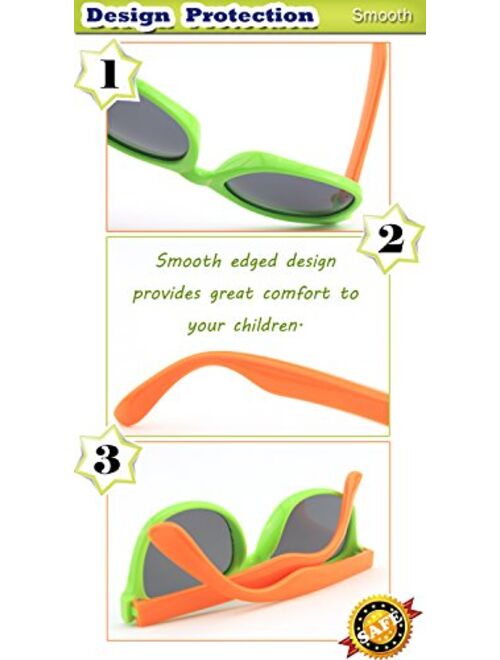 CGID Soft Rubber Kids Polarized Sunglasses for Children Age 3-10,K02