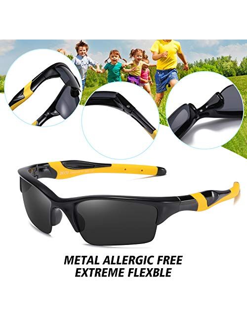 DUCO Kids Sunglasses Boys Sports Sunglasses Youth Polarized Baseball Sunglasses For Boys And Girls Age 3-10 K014
