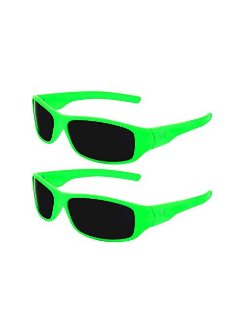 Non Polarized Smoked Lenses Kids Sunglasses Boys & Girls 2 pack Wrap Around Sports Sunglasses 