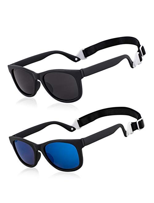 MAXJULI Baby Infant Sunglasses Safe, Soft, With Adjustable Strap 0-24 Months BPA Free 7002