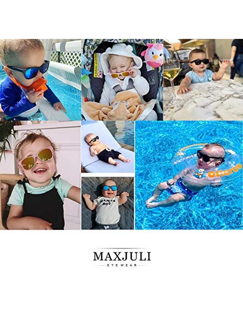 MAXJULI Baby Infant Sunglasses Safe, Soft, With Adjustable Strap 0-24 Months BPA Free 7002