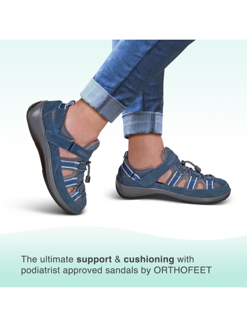 Orthofeet Proven Heel and Foot Pain Relief. Extended Widths. Best Orthopedic Bunions Arch Support Diabetic Women's Closed Toe Sandals Naples