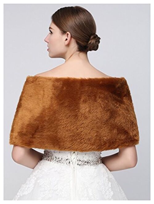 Sarahbridal Women's Shawl Wrap Faux Fur Scarf Stoles for Wedding Dresses