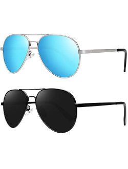 Kids Polarized Aviator Sunglasses for Boys Girls with Mirrored Lens UV Protection 2 Pack