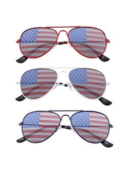 grinderPUNCH KIDS Children's American Flag Aviator Sunglasses