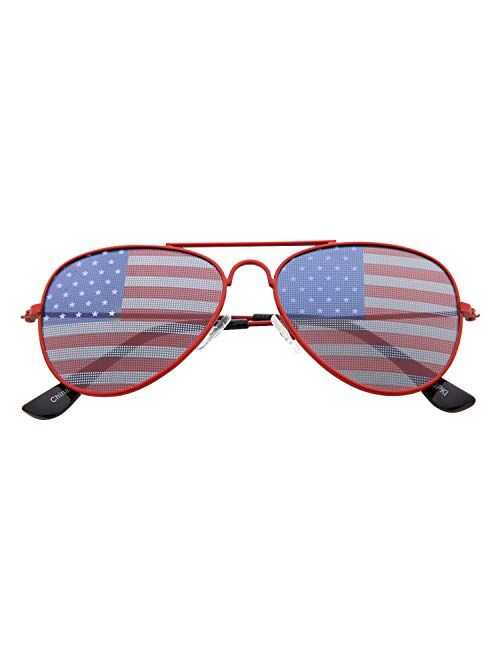 grinderPUNCH KIDS Children's American Flag Aviator Sunglasses