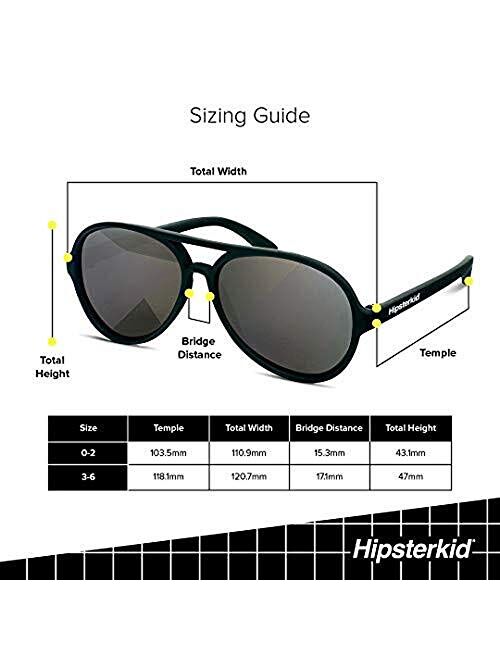 Hipsterkid Baby & Kids Aviator Sunglasses - UV Protection w/ Stay-On Strap for Toddlers, Infants, Newborns, Girls, Boys