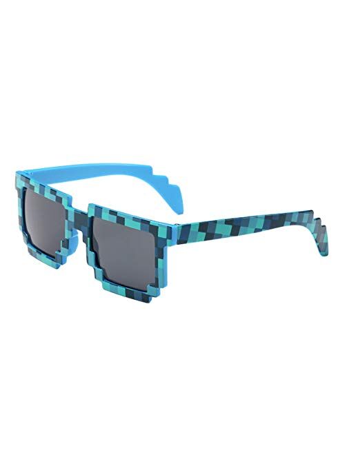 kilofly 2pc 8-Bit Pixel UV Protect Gamer Sunglasses Adult Kids Party Favors