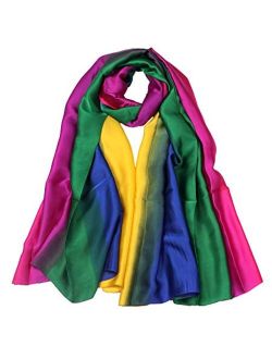 Women's Silk Feeling Scarf Oversized Shawl Wrap Accessories for Party and Travel