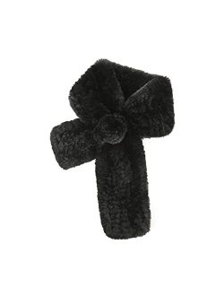 Fur Story Women's Rex Rabbit Fur Scarf Ladies Flowers Crochet Winter Warm Knitted Fashion Scarf Scarves for Women