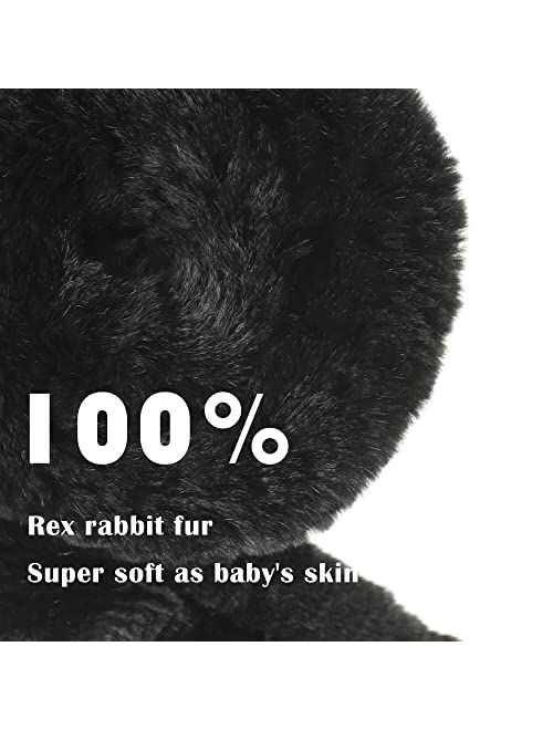 Fur Story Women's Rex Rabbit Fur Scarf Ladies Flowers Crochet Winter Warm Knitted Fashion Scarf Scarves for Women