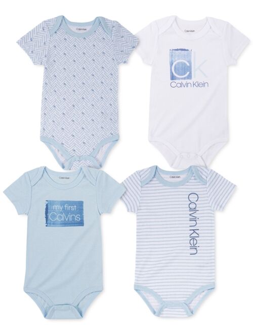 Calvin Klein Baby Boys 4-Pack Printed Bodysuits