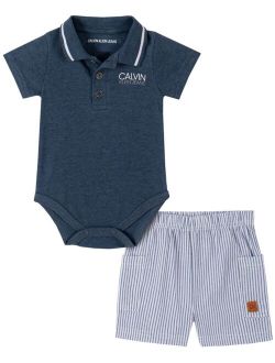 Baby Boys 2-Pc. Polo Bodysuit & Shorts Set