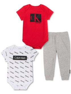 Baby Boys 3-Piece Logo Print Bodysuits & Jogger Pants Set