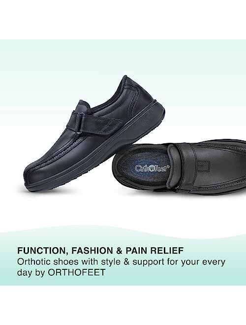 Orthofeet Plantar Fasciitis Pain Relief. Extended Widths. Orthopedic Diabetic Arthritis Men's Strap Shoes Lincoln Center