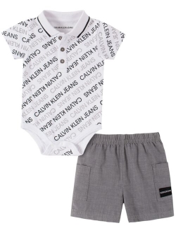 Baby Boys 2-Pc. Logo-Print Polo & Shorts Set