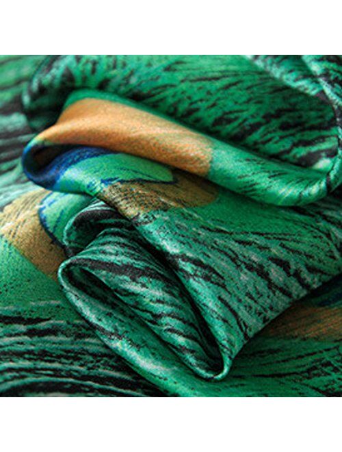 JLTPH Women Soft Scarves Green Peacock Feather Printing Scarf Sun Protection Shawl Wrap