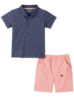 Baby Boys 2-Pc. Printed Polo & Shorts Set
