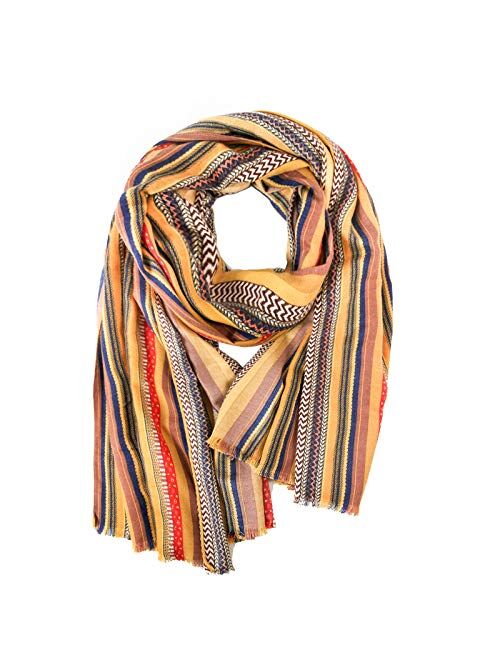 MEANBEAUTY Womens Winter Sacrf Pashmina Shawl Wraps Striped Long Soft Oversized Blanket Winter Scarves for Women