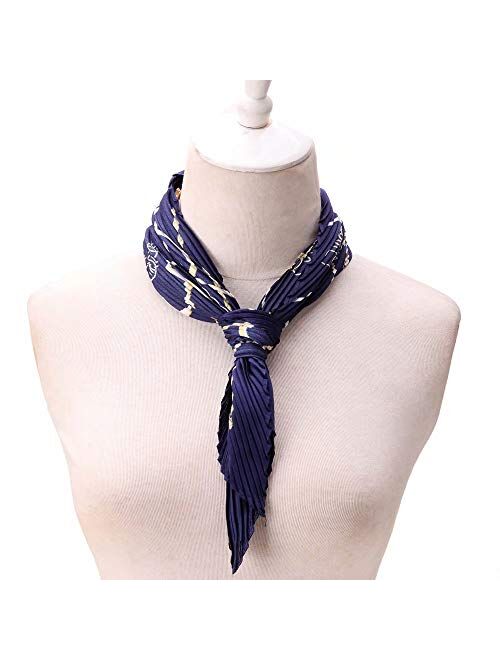 Siyimue Silky Satin Pleated Square Scarf Women's Neck Scarf -11 Colors Head Scarf Elegant Gift