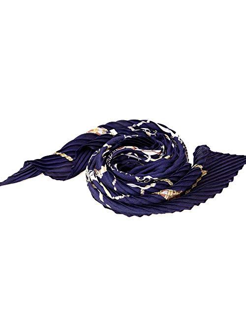 Siyimue Silky Satin Pleated Square Scarf Women's Neck Scarf -11 Colors Head Scarf Elegant Gift