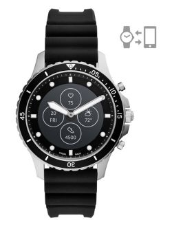 Men's FB-01 HR Black Silicone Strap Hybrid Smart Watch 42mm