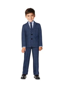 Toddler Boys Stretch Textured Plaid Suit Set, 4-piece Set