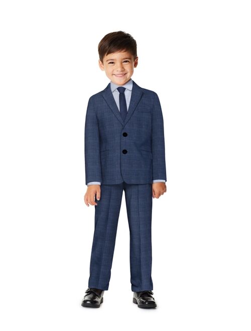 Calvin Klein Toddler Boys Stretch Textured Plaid Suit Set, 4-piece Set